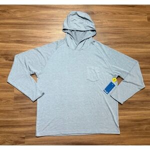 Huk Waypoint Men's Gray Performance Fishing Outdoor Hoodie Shirt UPF 50+ Sz XL